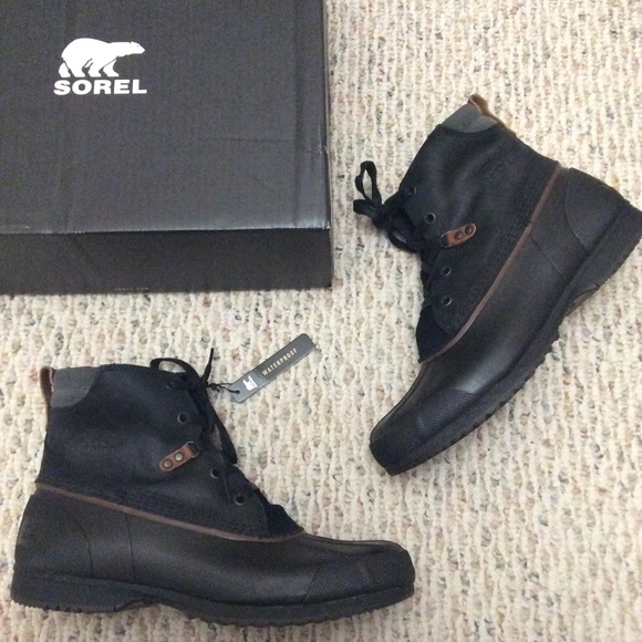 ? SOREL men’s leather black waterproof duck boots main image 8
